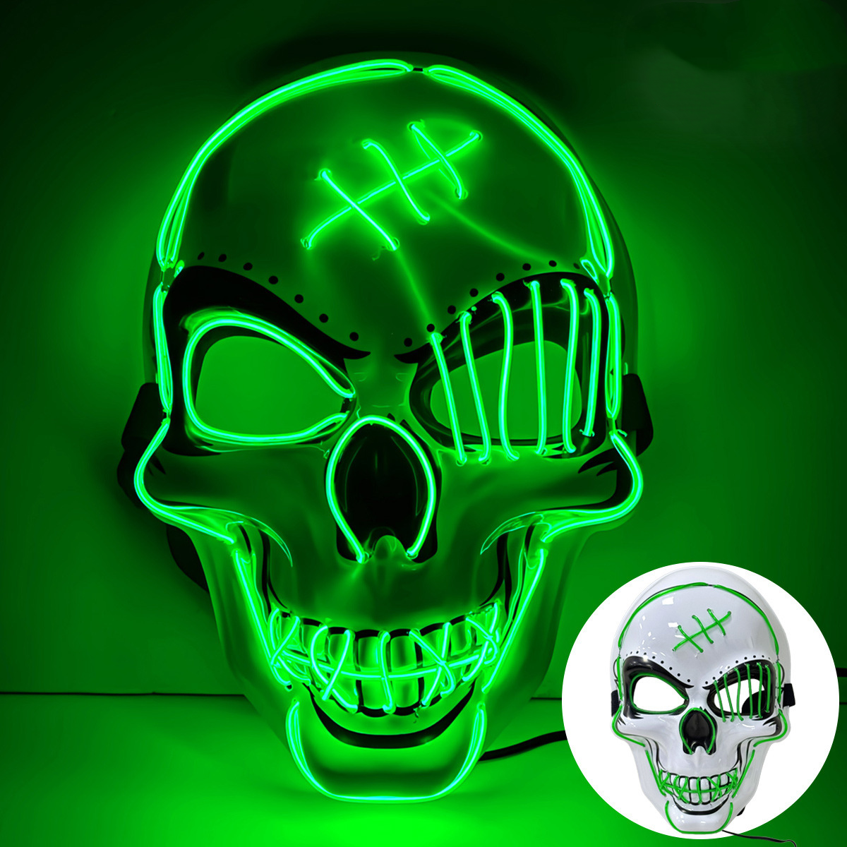 👻 Scary LED Light Up Skull Mask 🎭 Neon Glowing Skeleton Mask for Halloween Party Cosplay