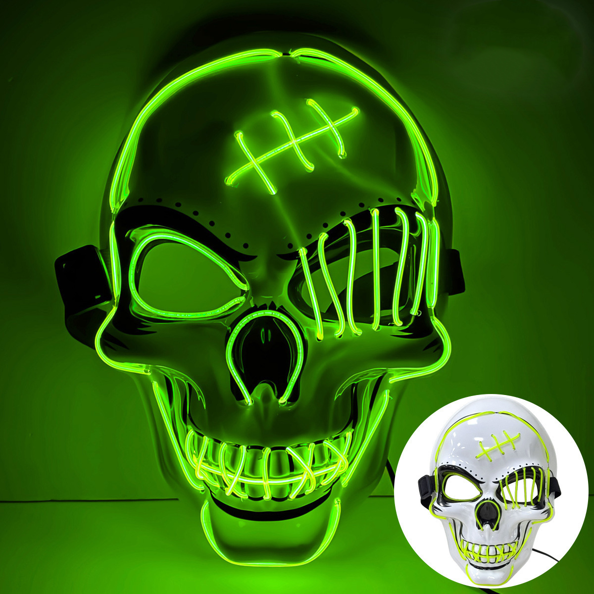 👻 Scary LED Light Up Skull Mask 🎭 Neon Glowing Skeleton Mask for Halloween Party Cosplay