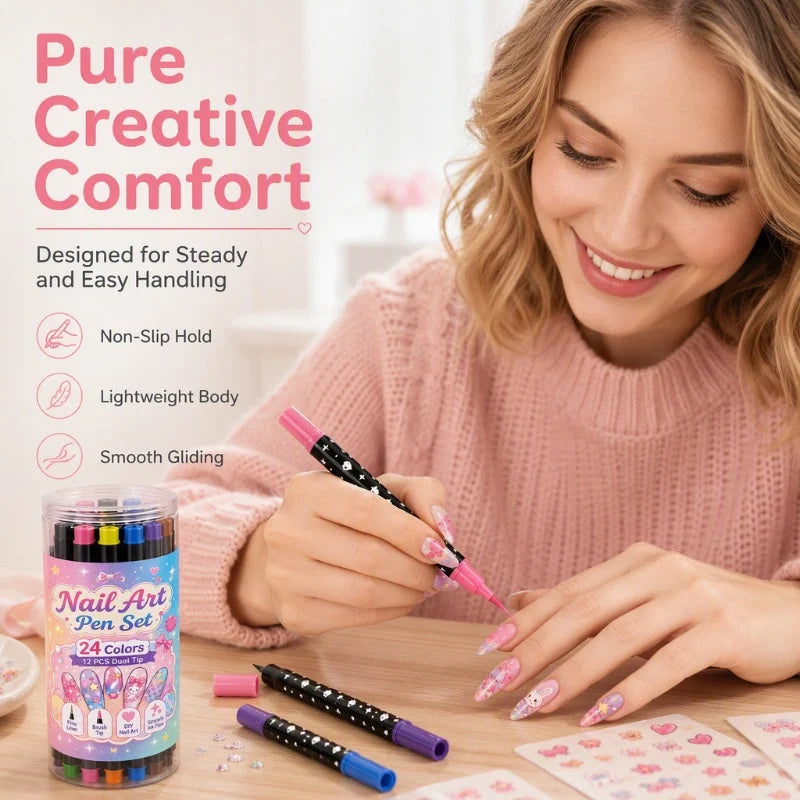 💅LAST DAY BUY 1 GET 1 FREE🎨24‑Colors Dual‑Ended Nail Art Pens‑DIY Manicure Drawing Set🎁