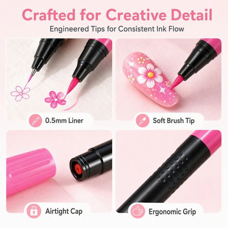 💅LAST DAY BUY 1 GET 1 FREE🎨24‑Colors Dual‑Ended Nail Art Pens‑DIY Manicure Drawing Set🎁