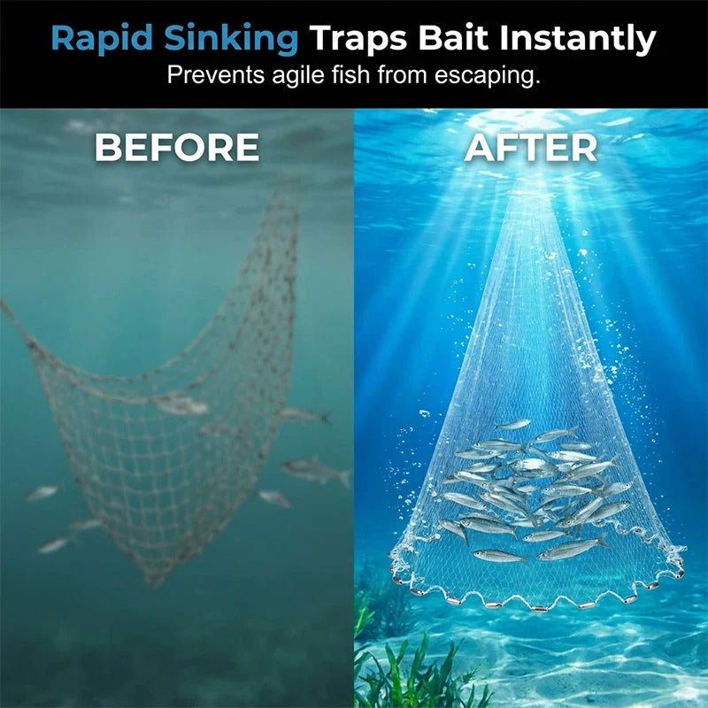 📢📢50% OFF !! ⏰ Easy-Throw Cast Net – Heavy-Duty Mesh, Rapid Sinking, Versatile 🌊