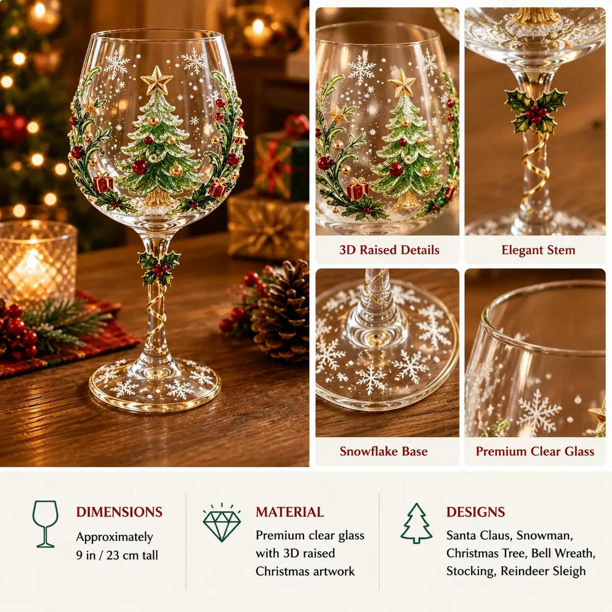 🔥Last day 50% OFF🎁Christmas 3D Wine Glass Collection Gift Box Set✨