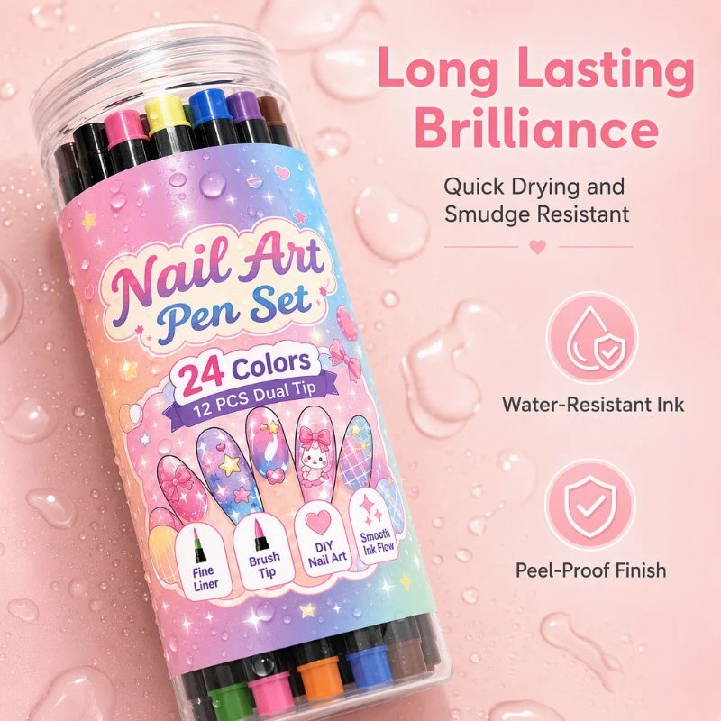 💅LAST DAY BUY 1 GET 1 FREE🎨24‑Colors Dual‑Ended Nail Art Pens‑DIY Manicure Drawing Set🎁