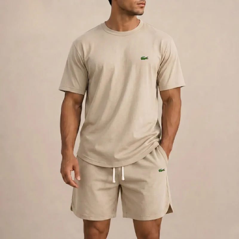 Men’s Premium Casual 2-Piece Set – Relaxed T-Shirt & Drawstring Shorts