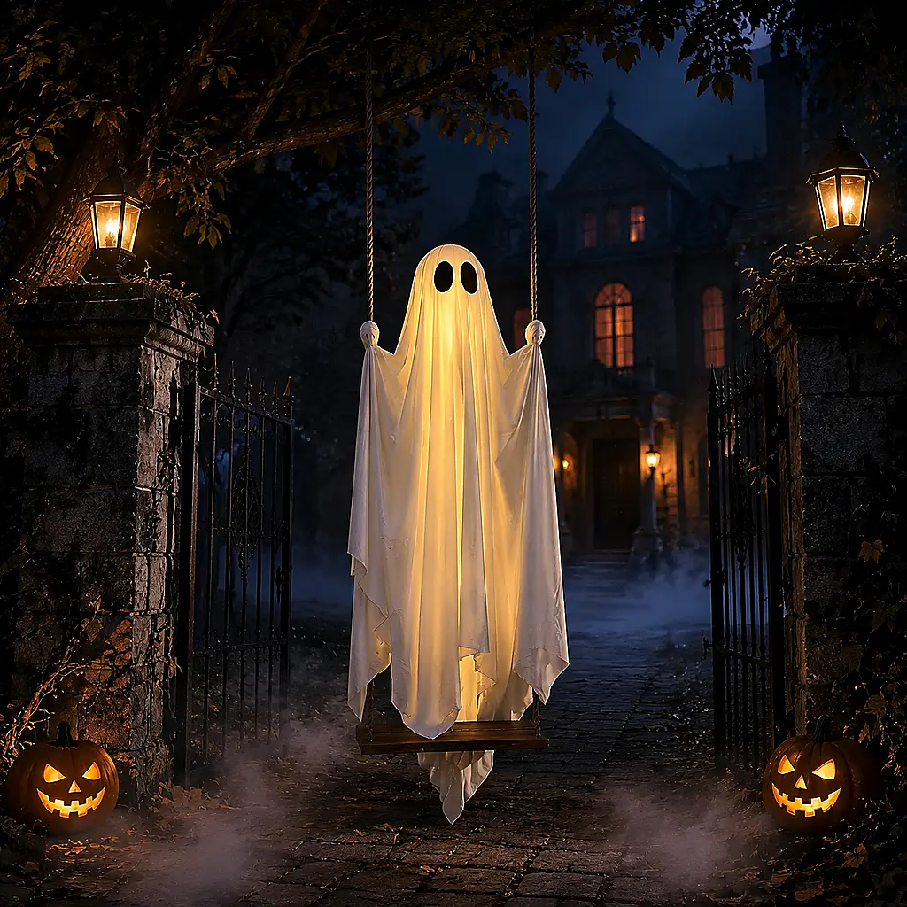 Halloween Decorations Outdoor 5FT Ghost Swing Lights