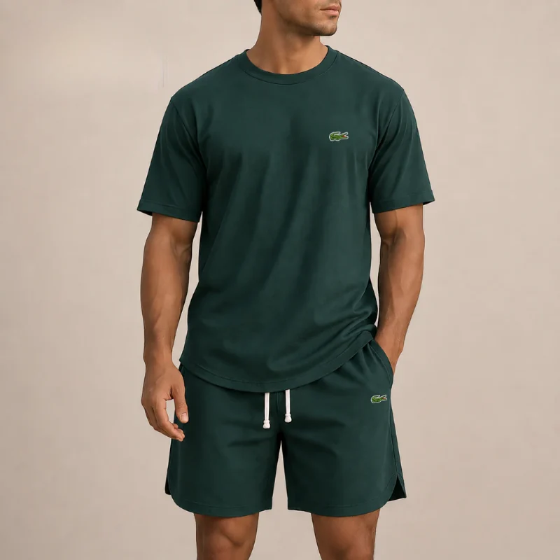 Men’s Premium Casual 2-Piece Set – Relaxed T-Shirt & Drawstring Shorts