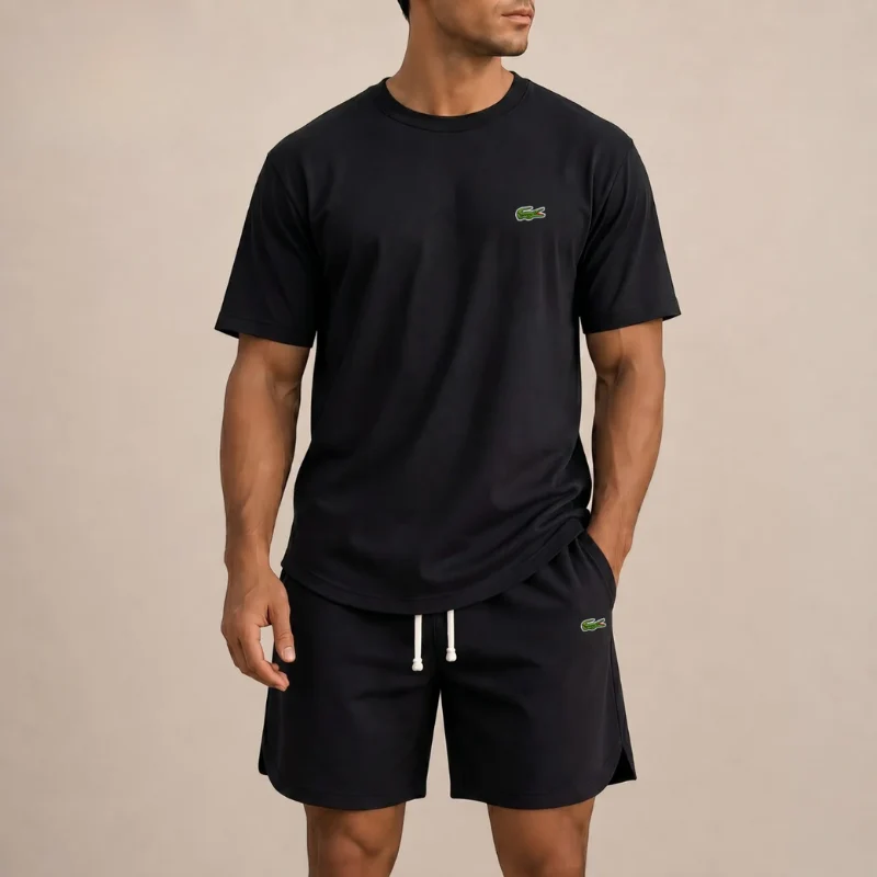 Men’s Premium Casual 2-Piece Set – Relaxed T-Shirt & Drawstring Shorts