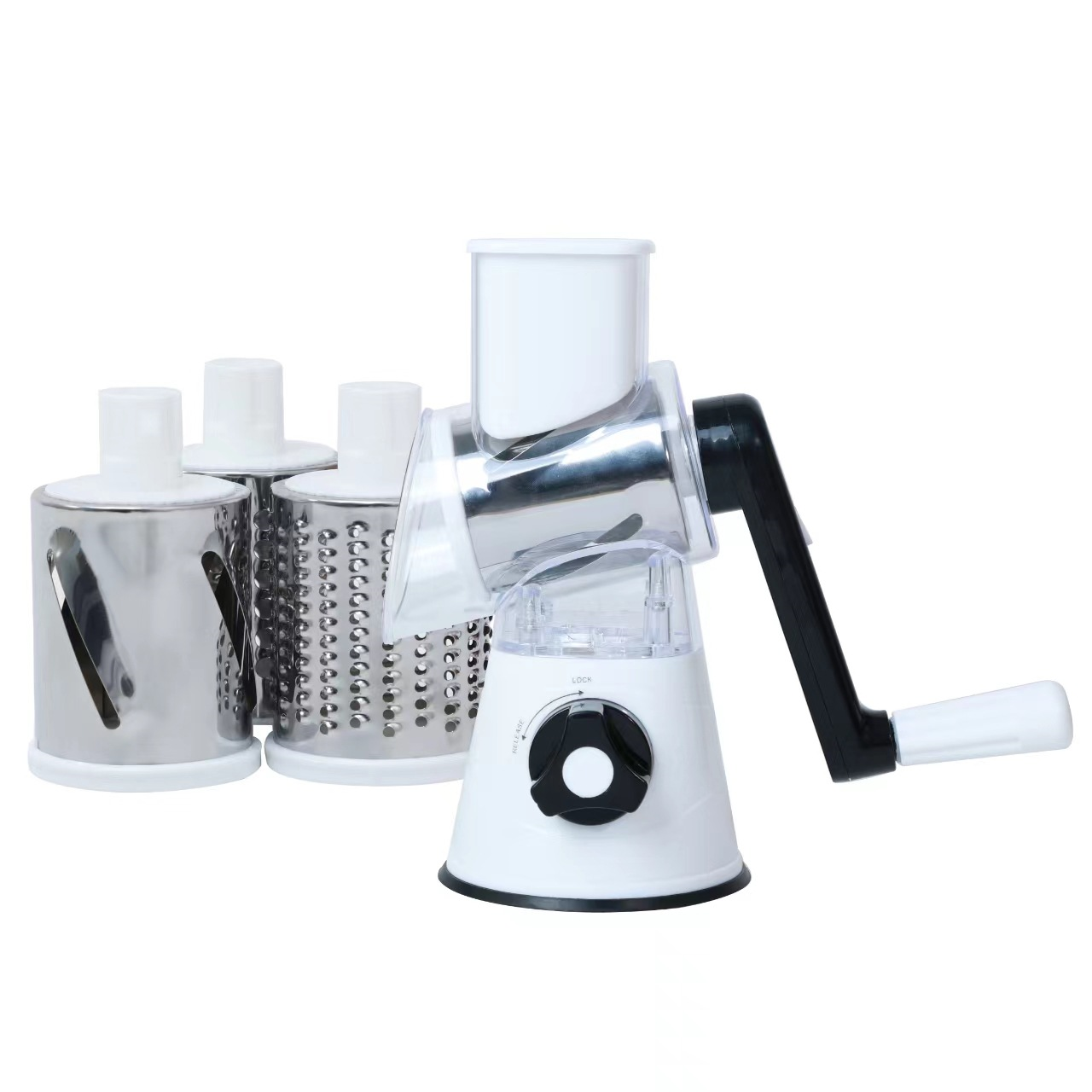 Manual Vegetable Slicer & Grater - Stainless Steel Rotary Cutter