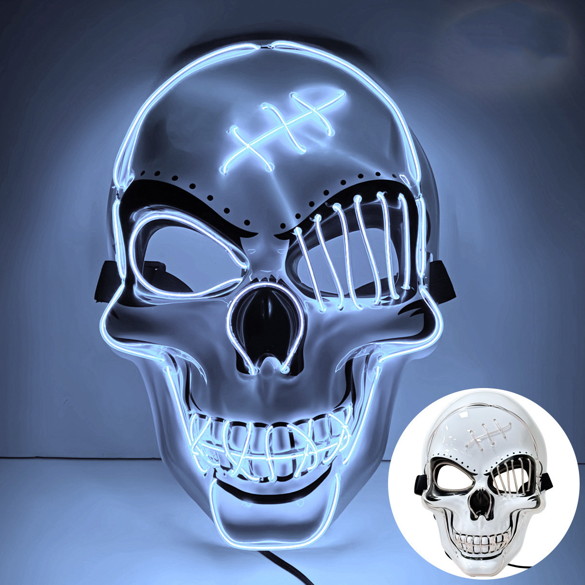 👻 Scary LED Light Up Skull Mask 🎭 Neon Glowing Skeleton Mask for Halloween Party Cosplay