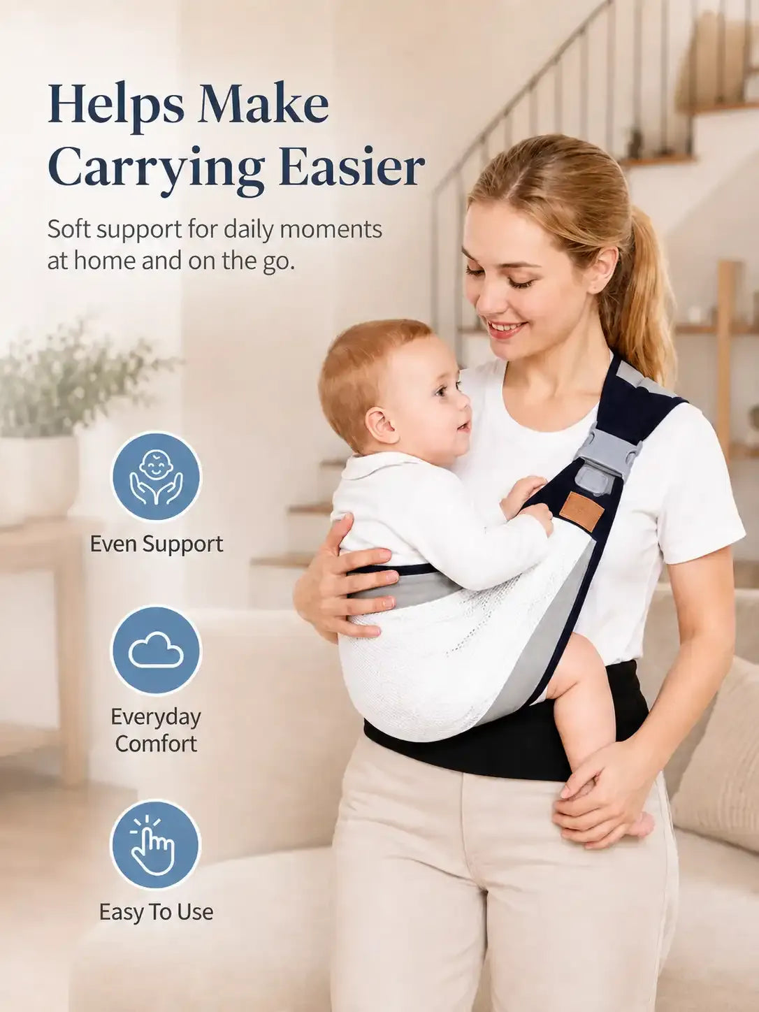 Baby Carrying Sling - Breathable Adjustable Support For Easier Carrying