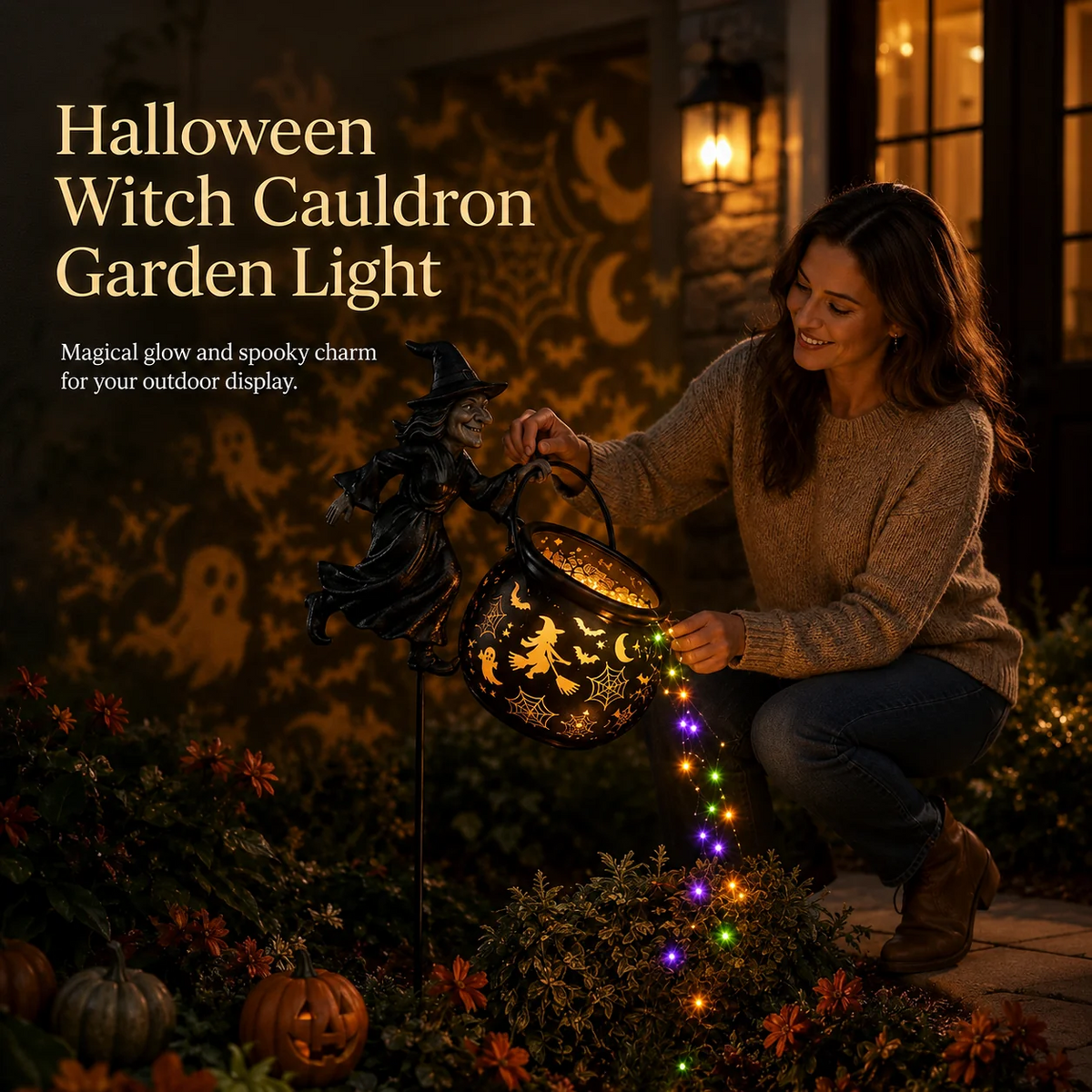 🔥Hot Sale-50% OFF🔥Halloween Witch Cauldron Garden Light