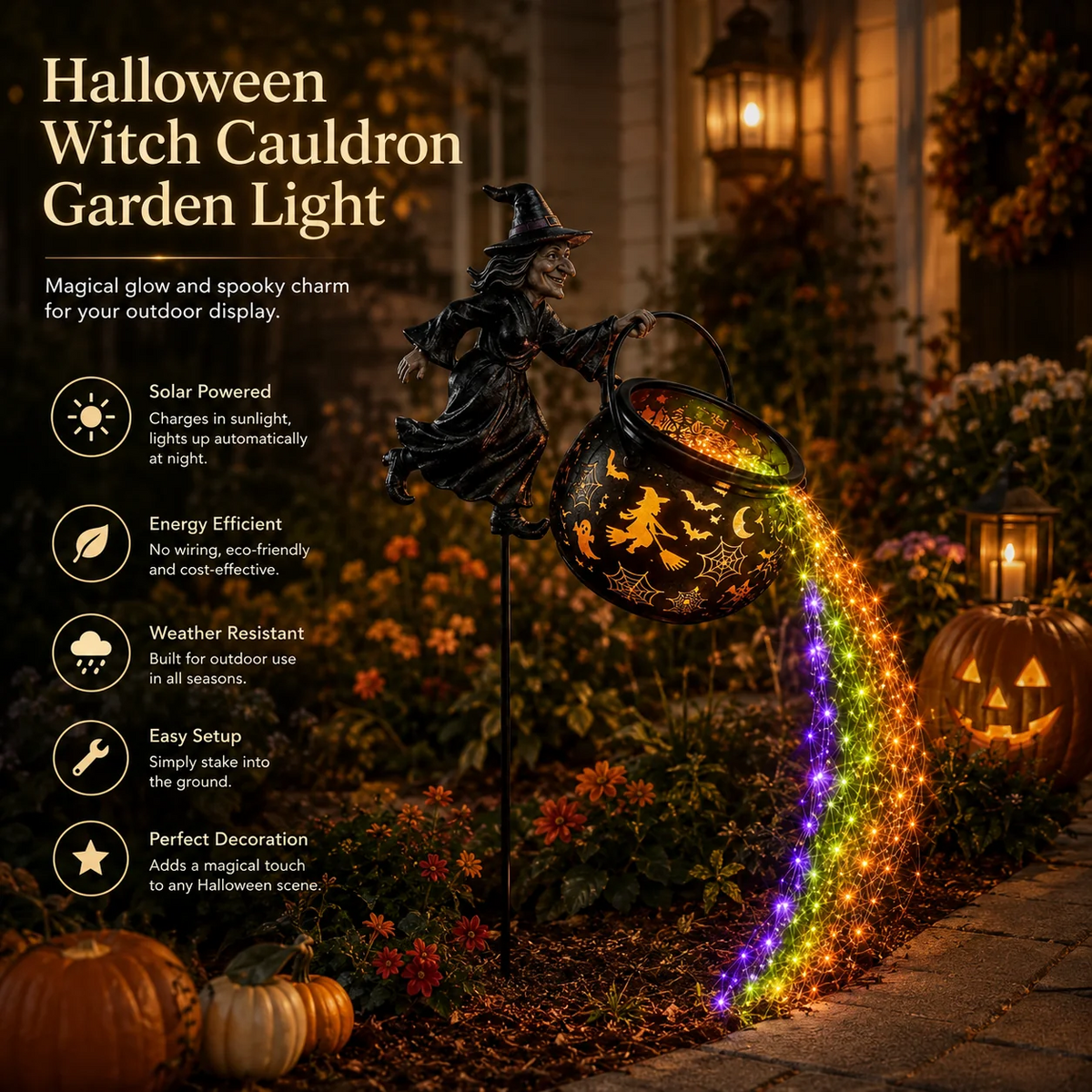🔥Hot Sale-50% OFF🔥Halloween Witch Cauldron Garden Light