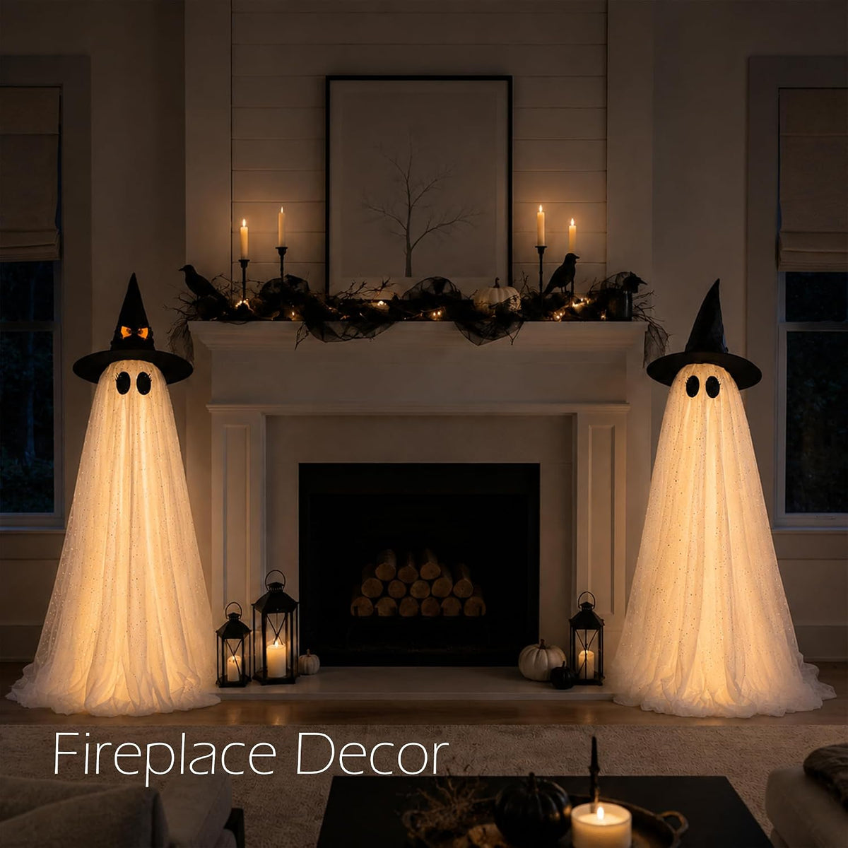 Outdoor Halloween ghost decoration with timer and light modes