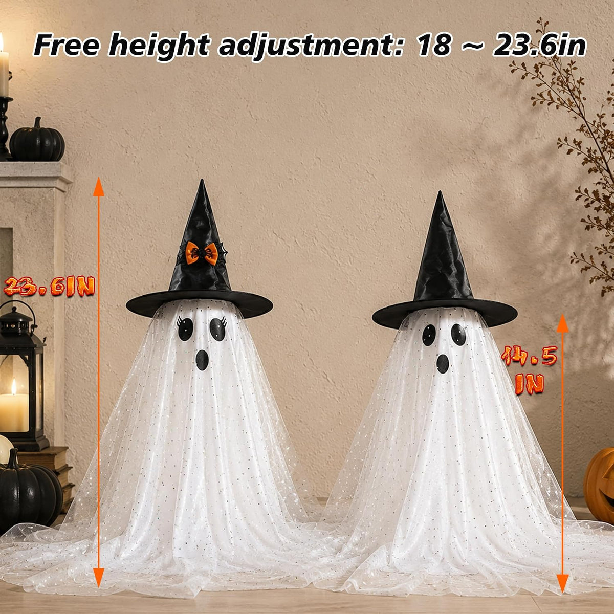 🎃 Light-Up Halloween Ghost Decoration with Remote, Timer & Adjustable Height👻