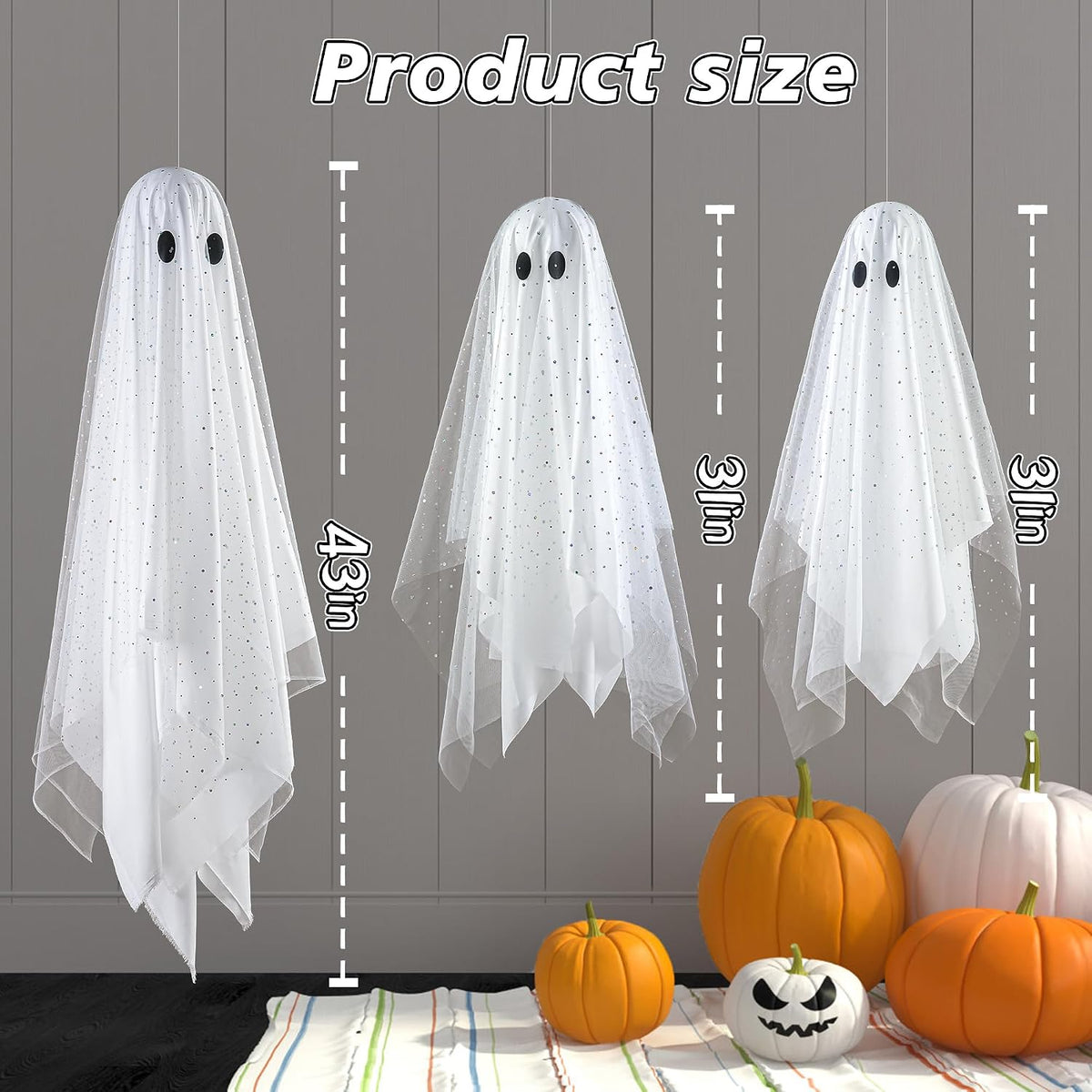 🎃 Light-Up Halloween Ghost Decoration with Remote, Timer & Adjustable Height👻