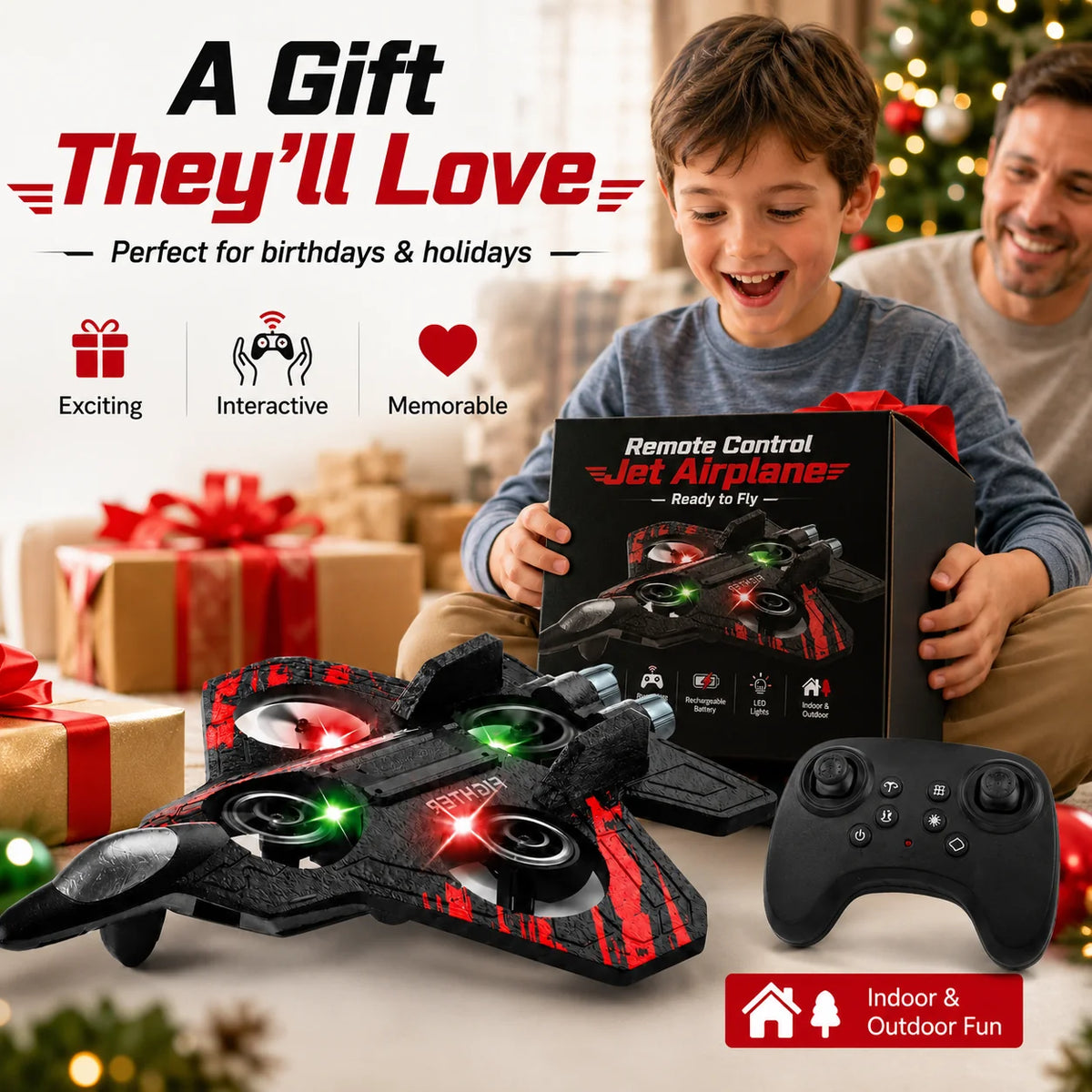 RC Fighter Jet for Kids | Rechargeable Remote Control Airplane