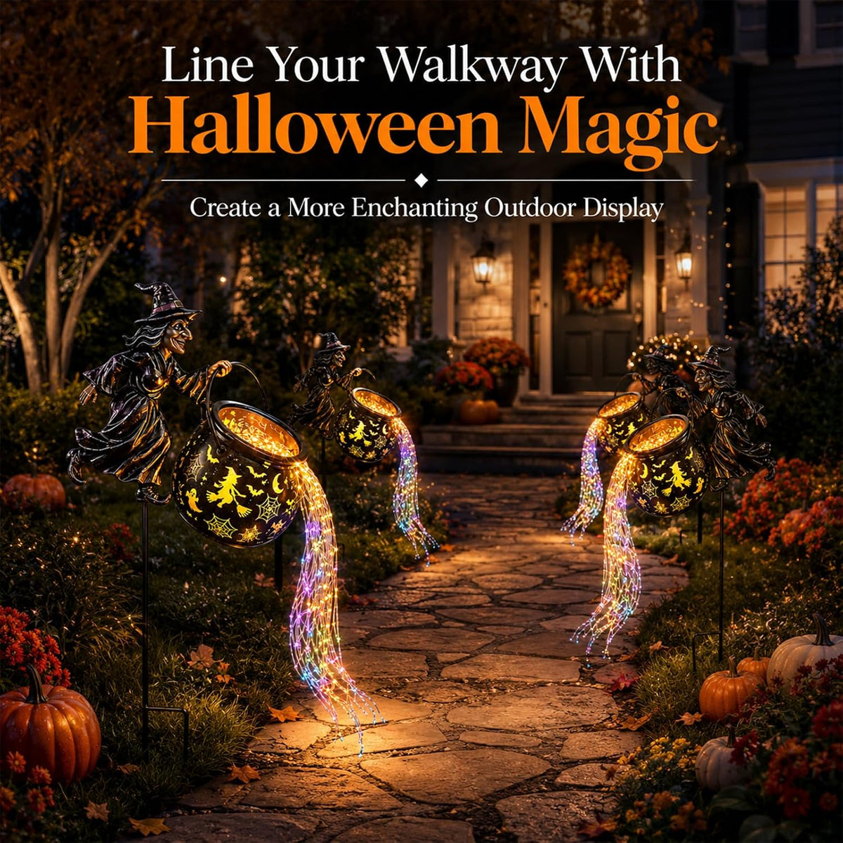 🔥Hot Sale-50% OFF🔥Halloween Witch Cauldron Garden Light