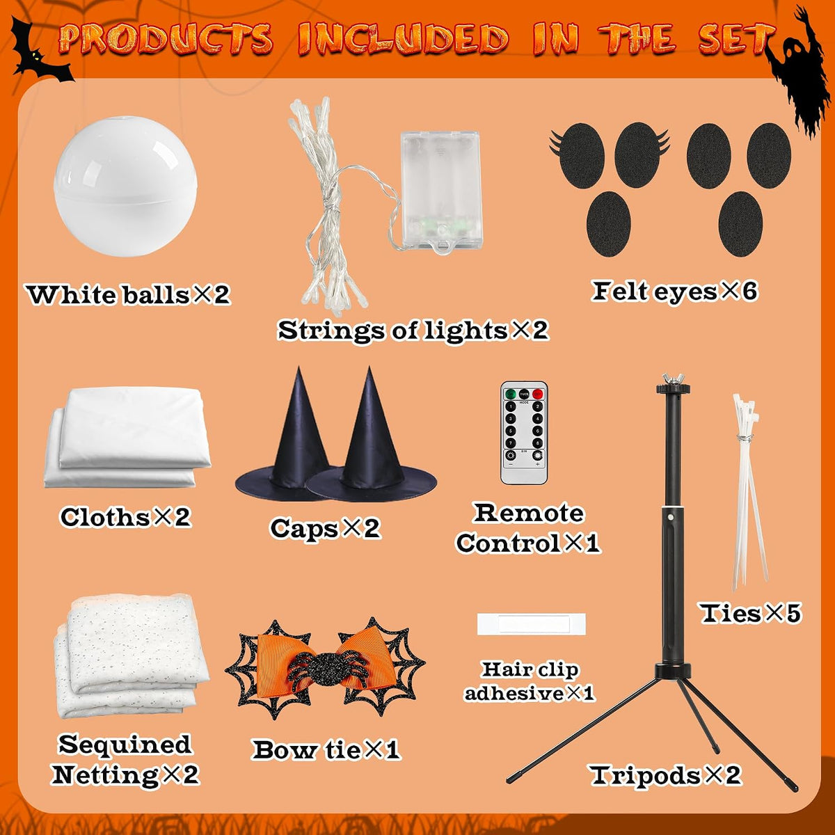 🎃 Light-Up Halloween Ghost Decoration with Remote, Timer & Adjustable Height👻