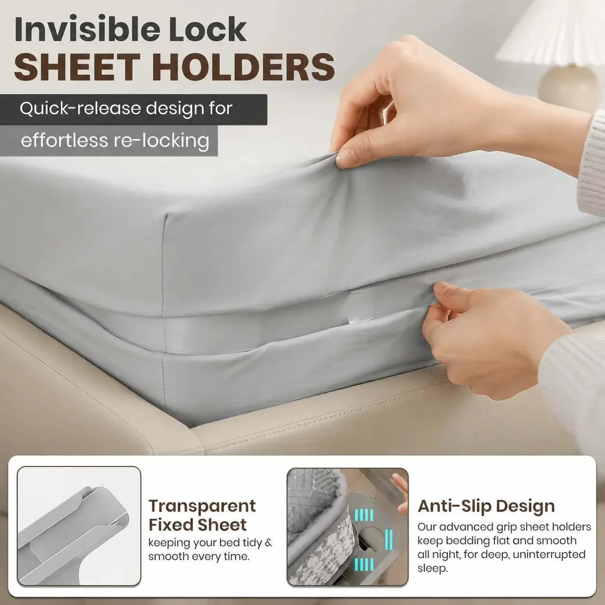 🔥 Heavy Duty Bed Sheet Clips & Invisible Mattress Corner Fasteners