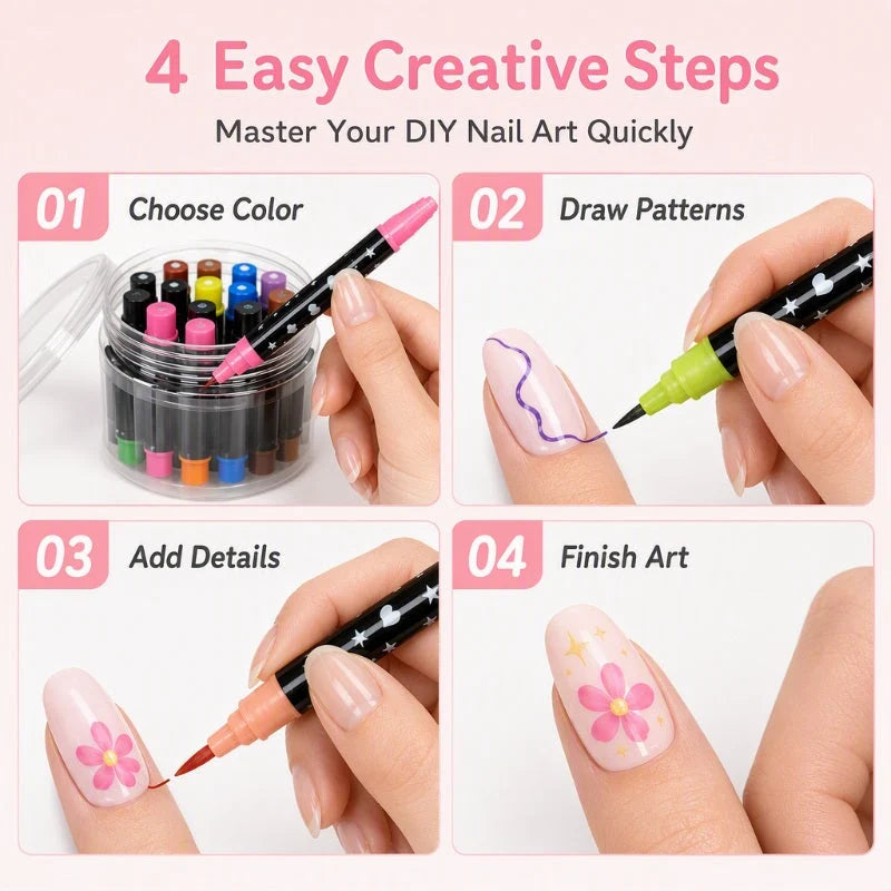 💅LAST DAY BUY 1 GET 1 FREE🎨24‑Colors Dual‑Ended Nail Art Pens‑DIY Manicure Drawing Set🎁