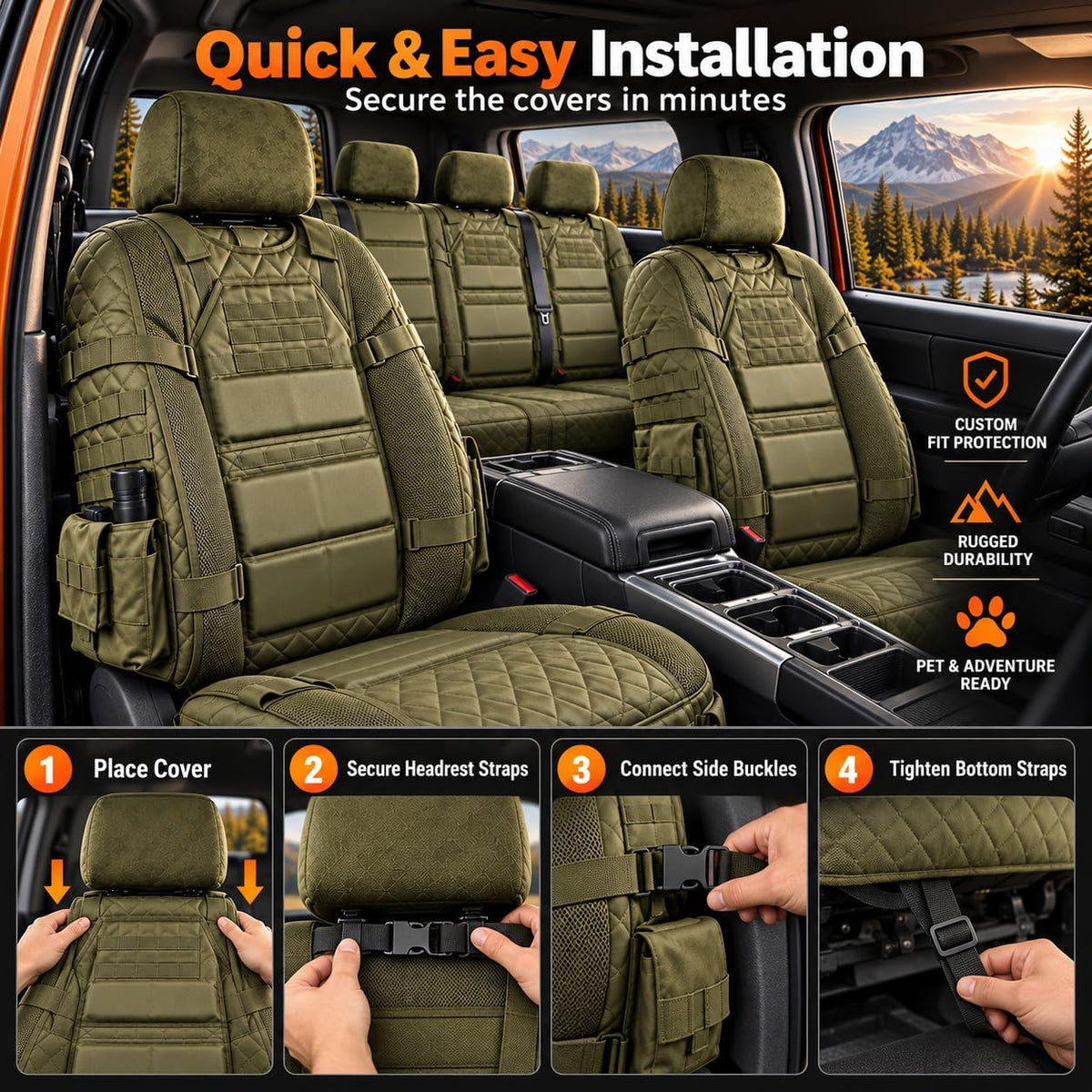 Military-Style Heavy-Duty Car Seat Protector