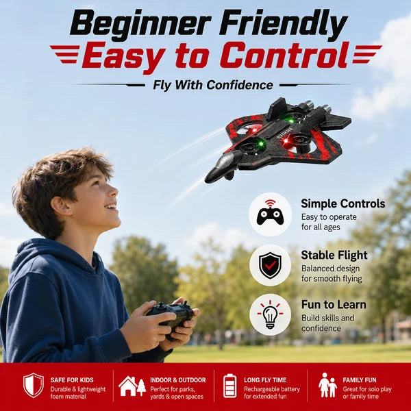 RC Fighter Jet for Kids | Rechargeable Remote Control Airplane