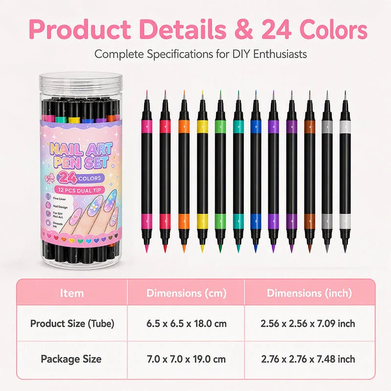 💅LAST DAY BUY 1 GET 1 FREE🎨24‑Colors Dual‑Ended Nail Art Pens‑DIY Manicure Drawing Set🎁
