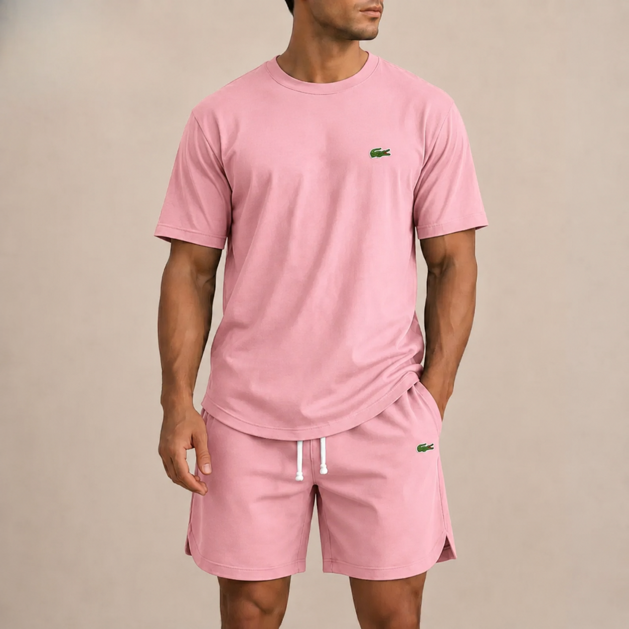 Men’s Premium Casual 2-Piece Set – Relaxed T-Shirt & Drawstring Shorts
