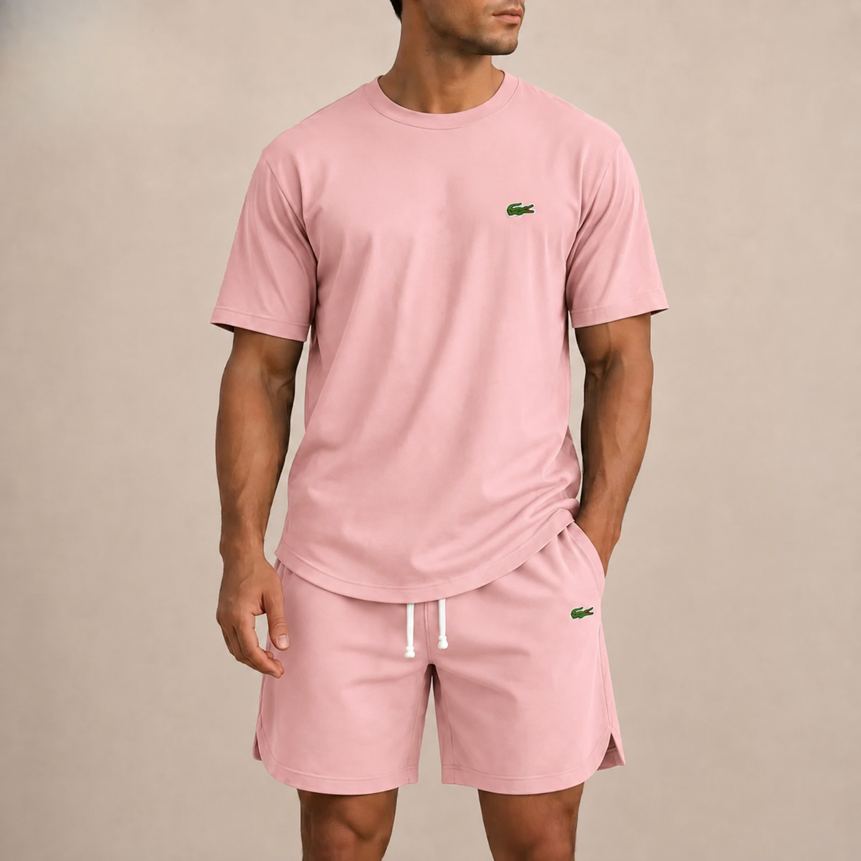 Men’s Premium Casual 2-Piece Set – Relaxed T-Shirt & Drawstring Shorts