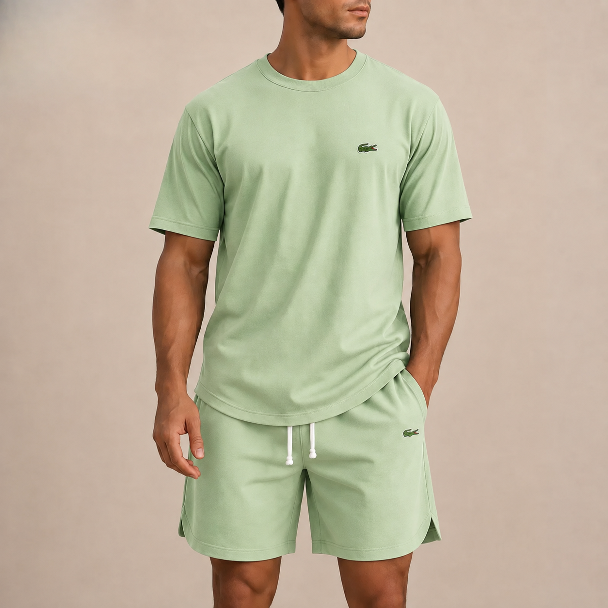 Men’s Premium Casual 2-Piece Set – Relaxed T-Shirt & Drawstring Shorts