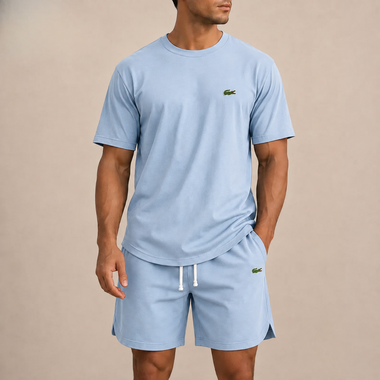 Men’s Premium Casual 2-Piece Set – Relaxed T-Shirt & Drawstring Shorts