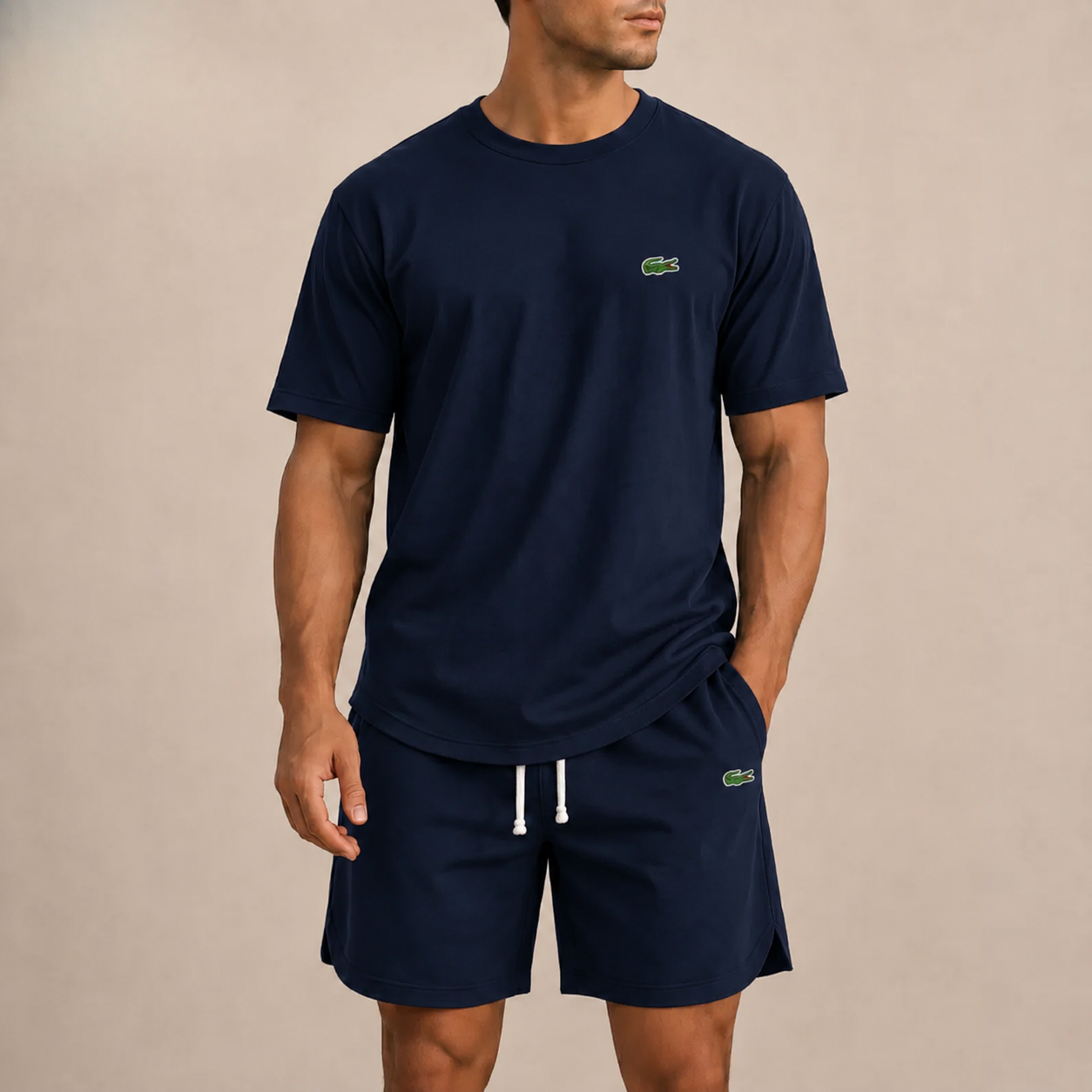 Men’s Premium Casual 2-Piece Set – Relaxed T-Shirt & Drawstring Shorts