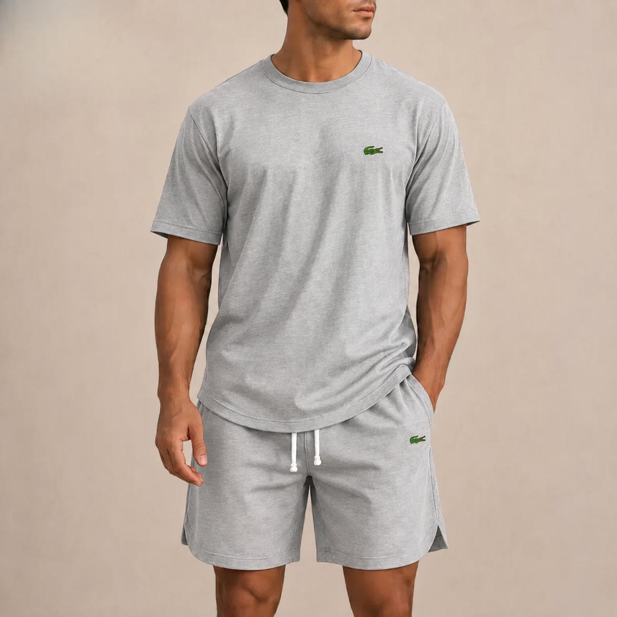 Men’s Premium Casual 2-Piece Set – Relaxed T-Shirt & Drawstring Shorts