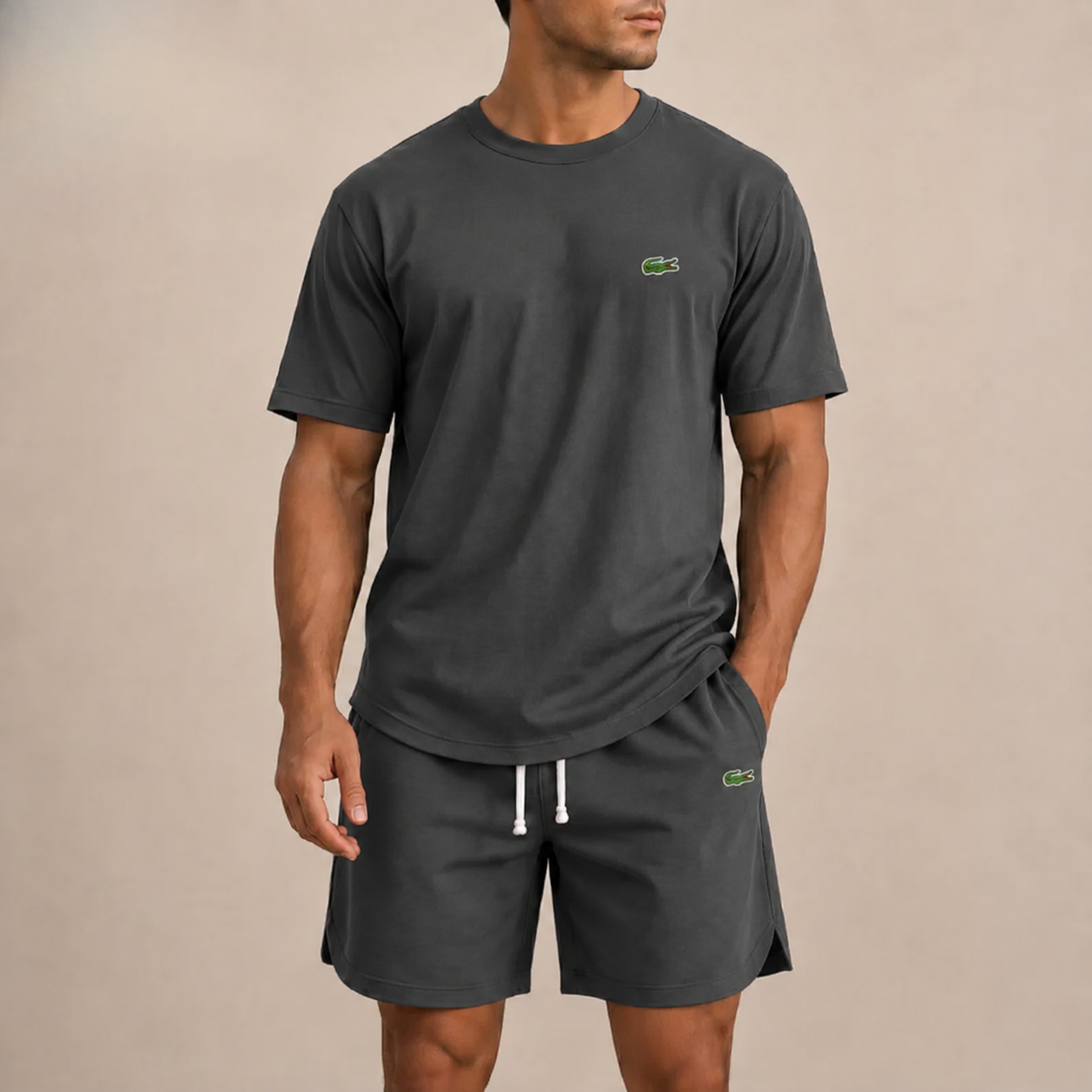 Men’s Premium Casual 2-Piece Set – Relaxed T-Shirt & Drawstring Shorts