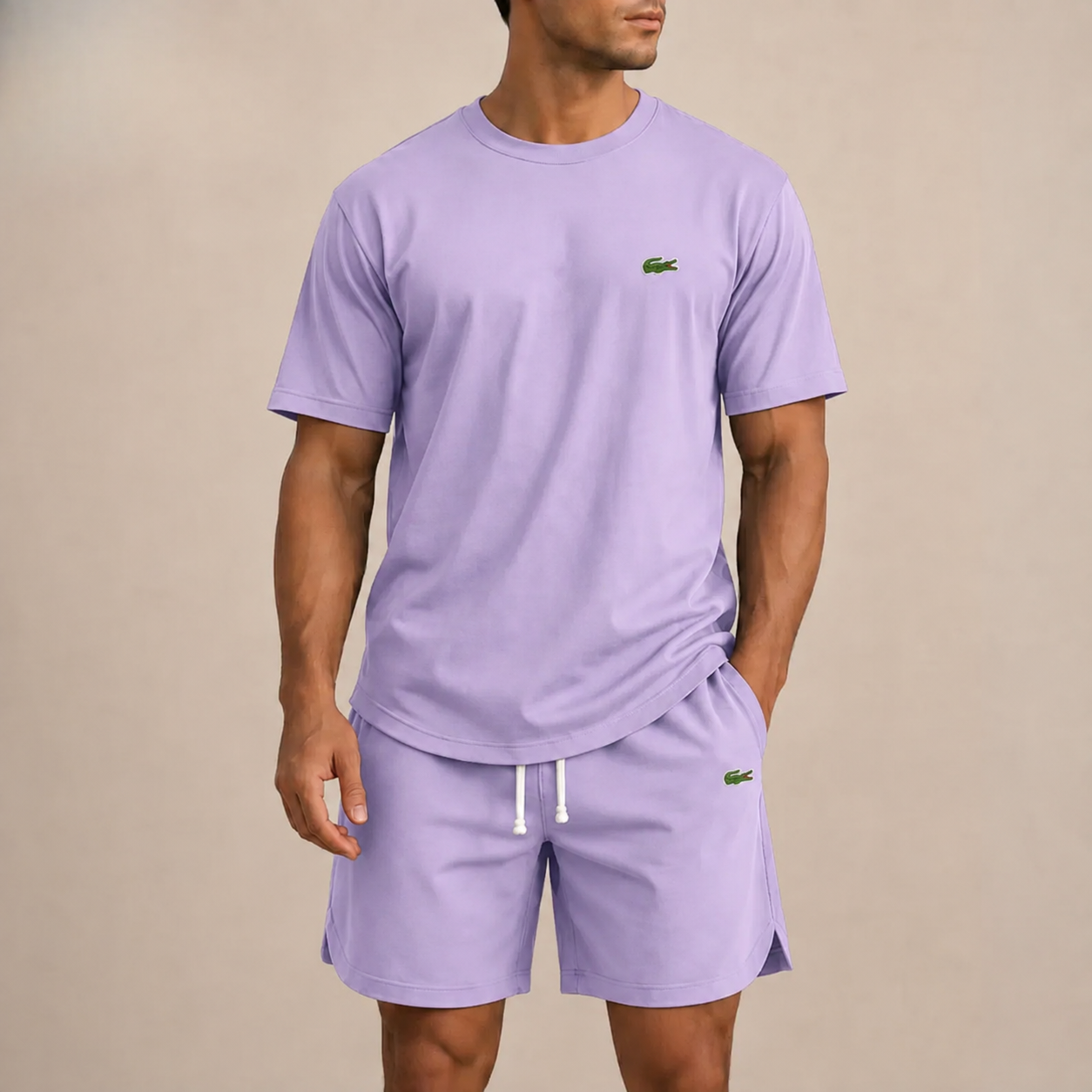 Men’s Premium Casual 2-Piece Set – Relaxed T-Shirt & Drawstring Shorts