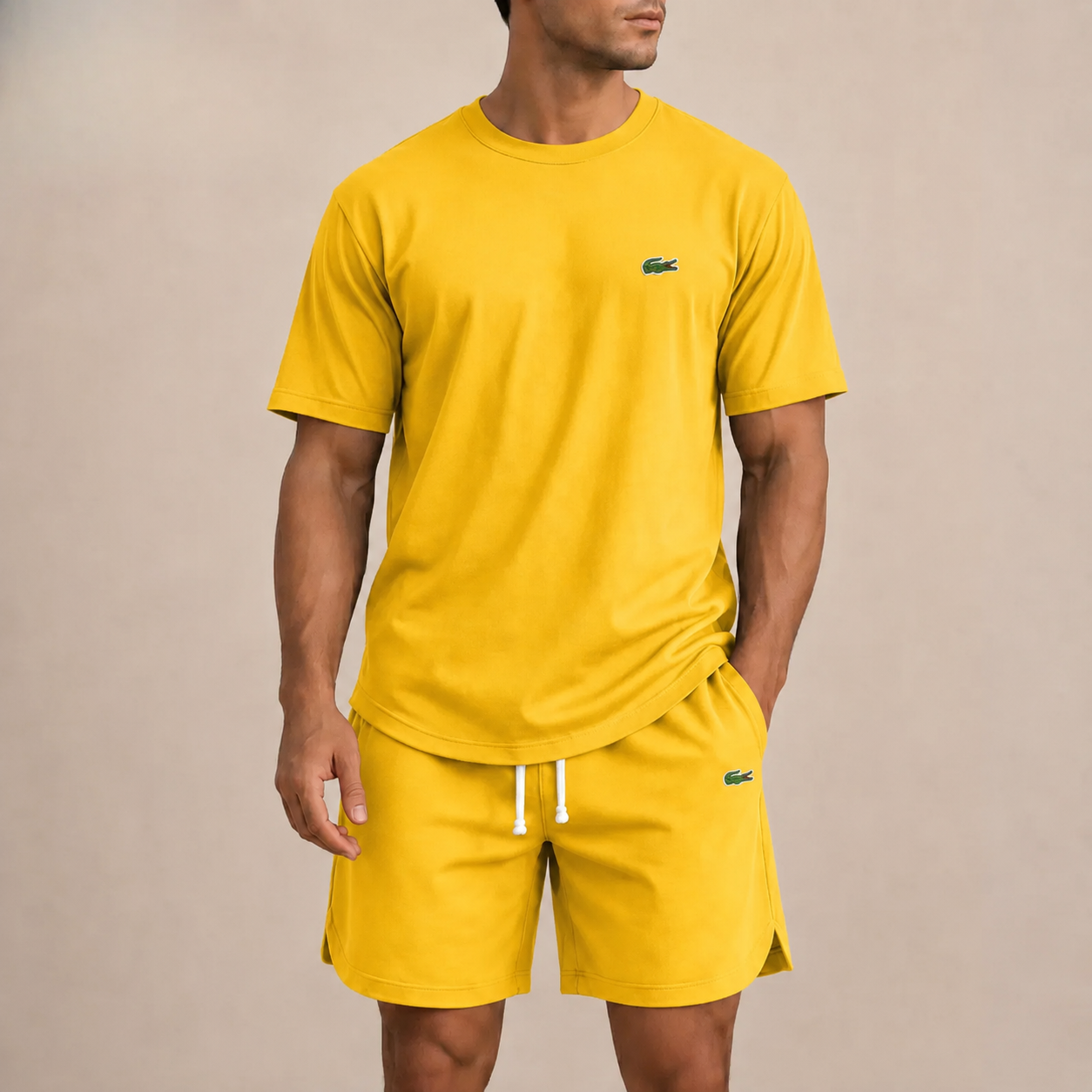 Men’s Premium Casual 2-Piece Set – Relaxed T-Shirt & Drawstring Shorts