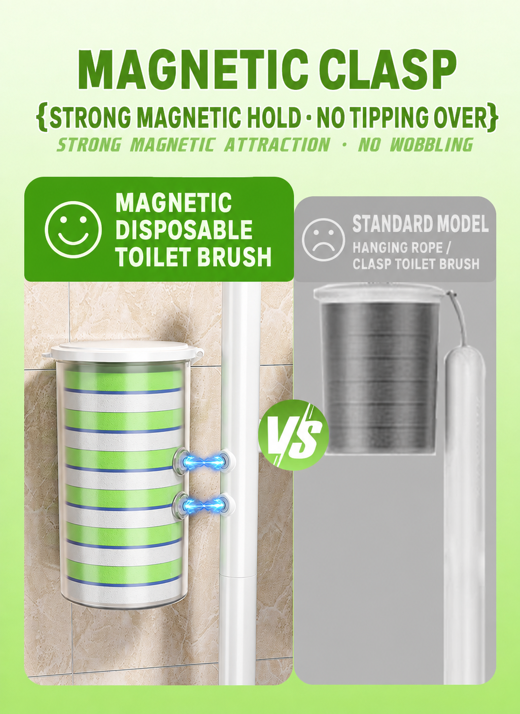 4-in-1 Magnetic Wall-Mounted Disposable Toilet Brush System product detail image 8