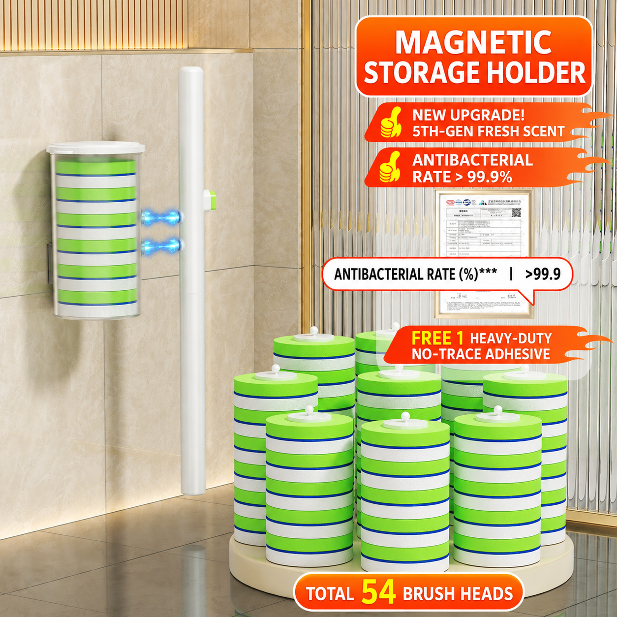 🔥4-in-1 Magnetic Disposable Toilet Brush Cleaning System