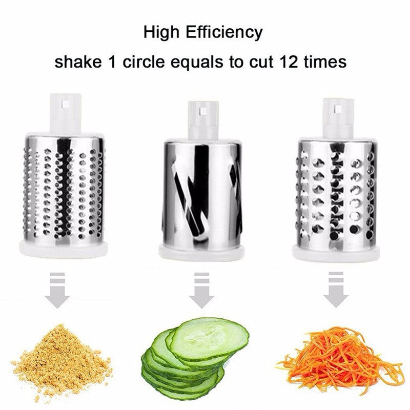 Manual Vegetable Slicer & Grater - Stainless Steel Rotary Cutter