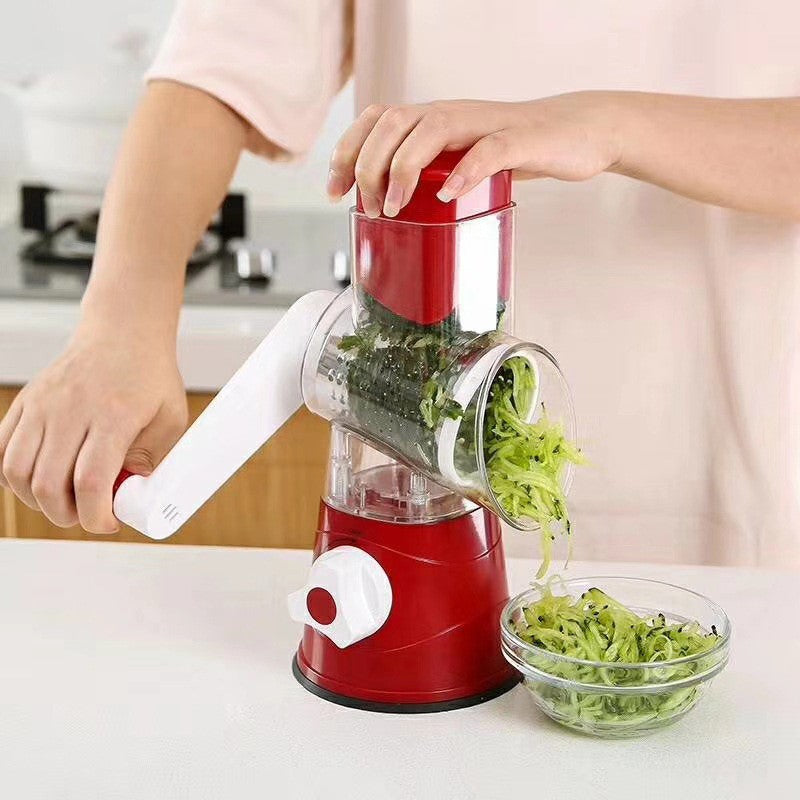 Manual Vegetable Slicer & Grater - Stainless Steel Rotary Cutter
