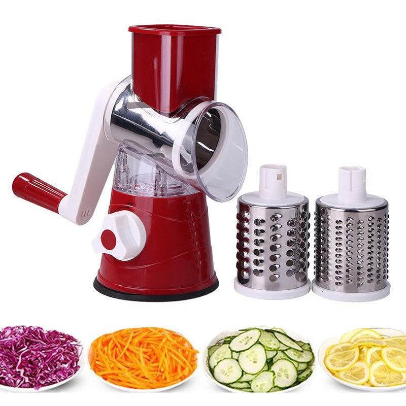 Manual Vegetable Slicer & Grater - Stainless Steel Rotary Cutter