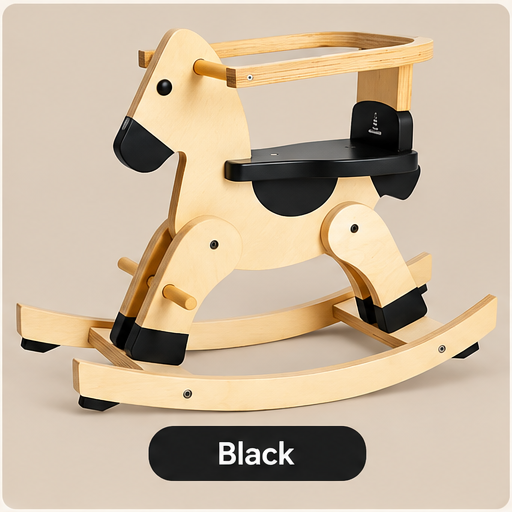 Wooden Rocking Horse for Toddlers – Safety Rail & Anti-Tip Rockers