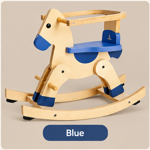Wooden Rocking Horse for Toddlers – Safety Rail & Anti-Tip Rockers