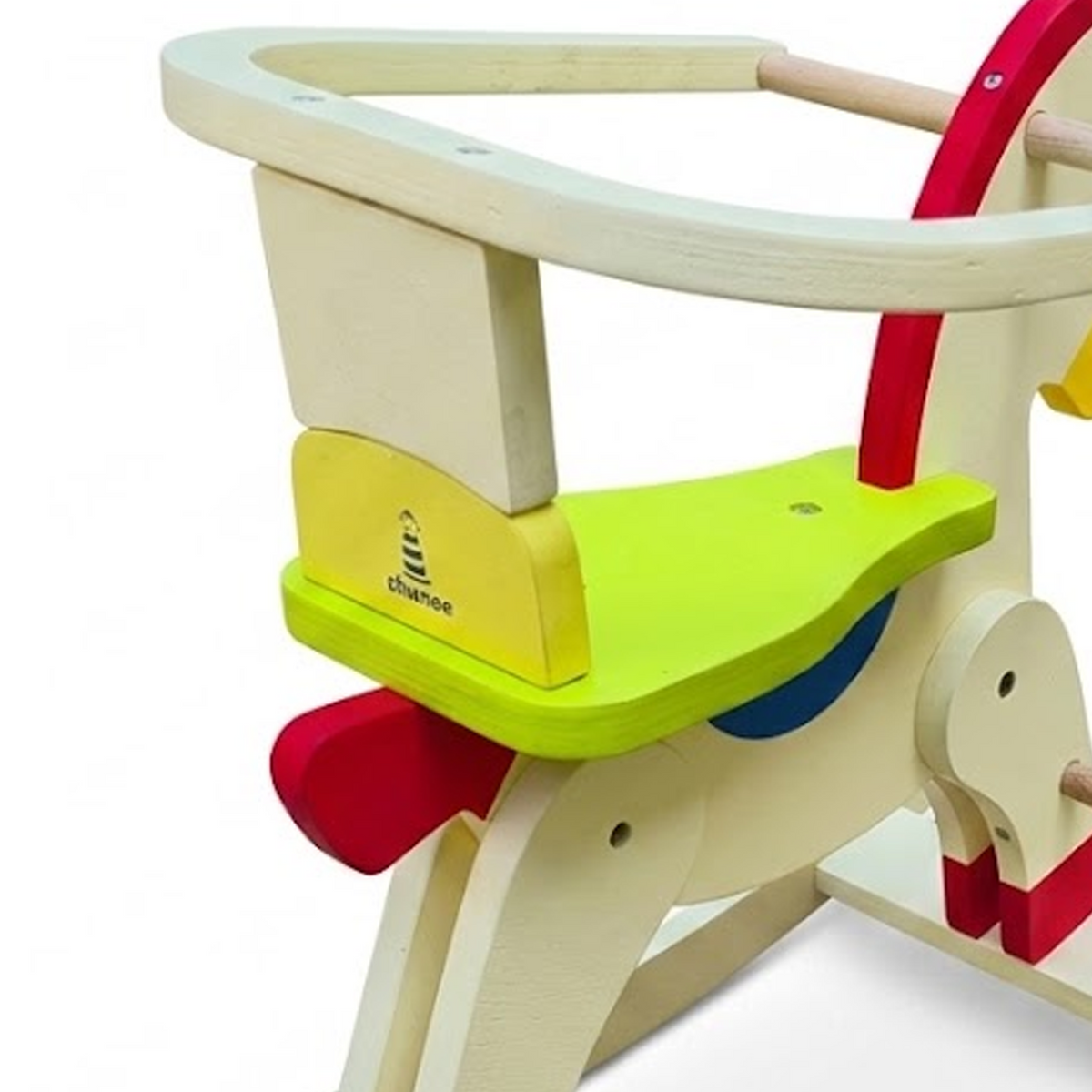 Wooden rocking horse safety rail detail