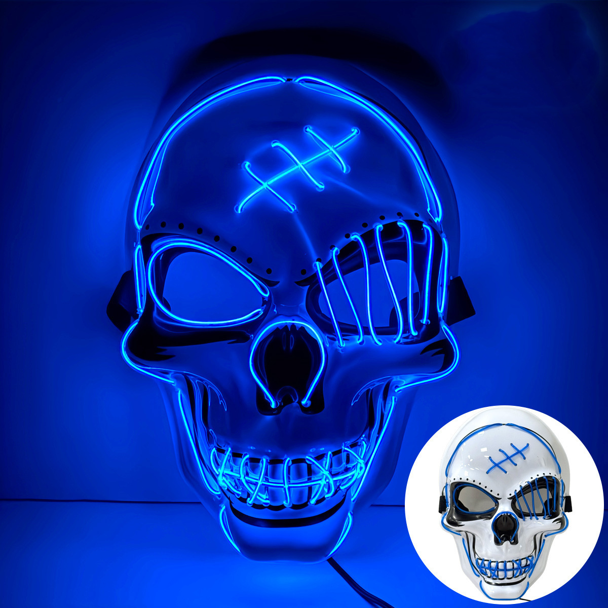 👻 Scary LED Light Up Skull Mask 🎭 Neon Glowing Skeleton Mask for Halloween Party Cosplay