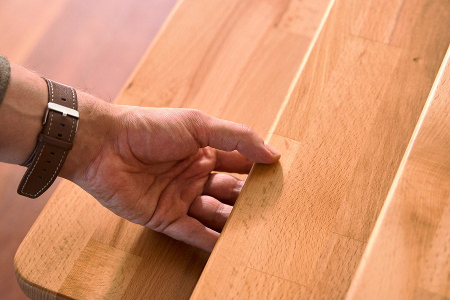 Close up of natural solid beech wood grain