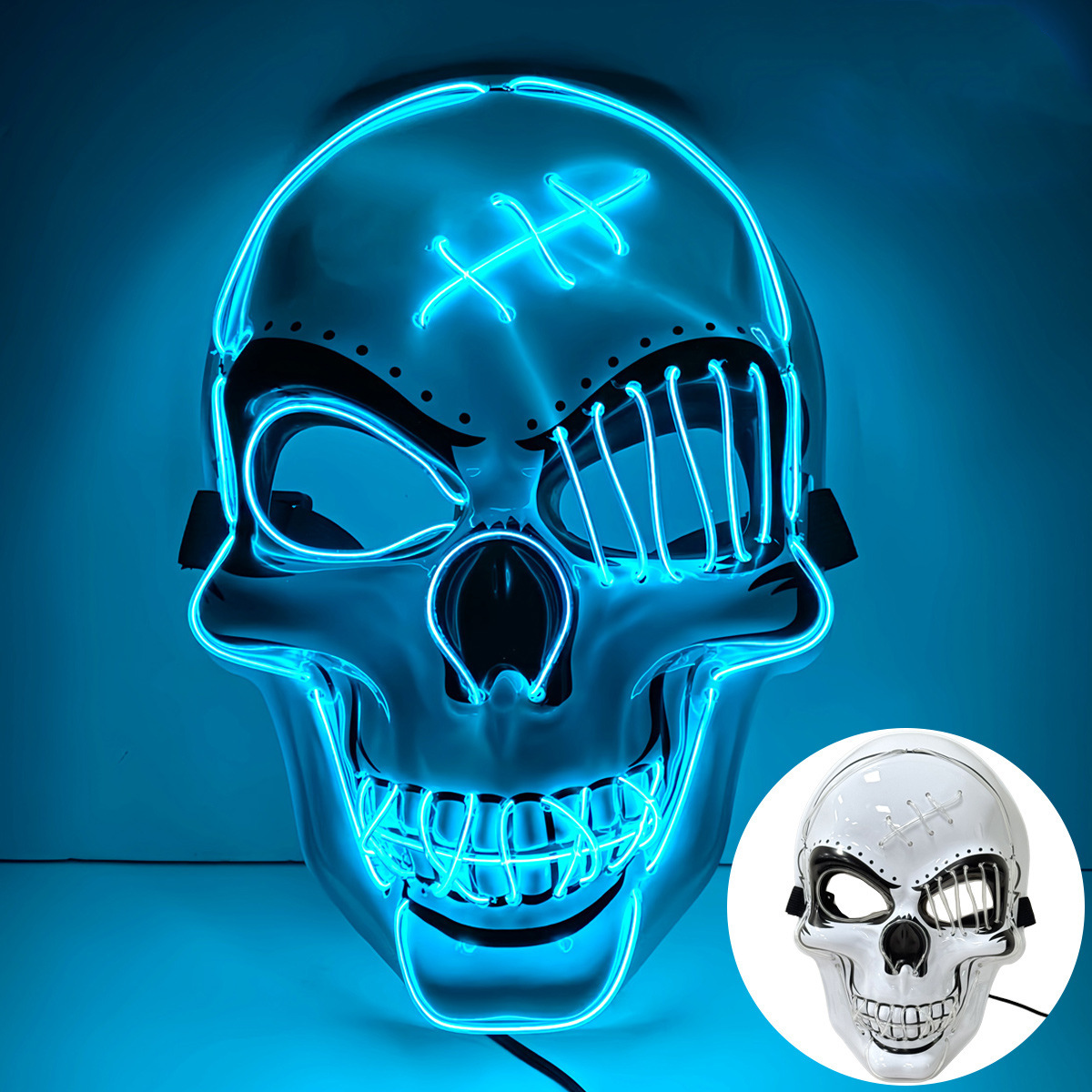 👻 Scary LED Light Up Skull Mask 🎭 Neon Glowing Skeleton Mask for Halloween Party Cosplay